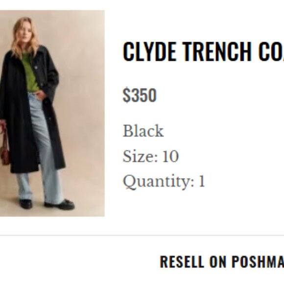 Sezane Clyde Coat Black - Size 10 - Picture 7 of 9